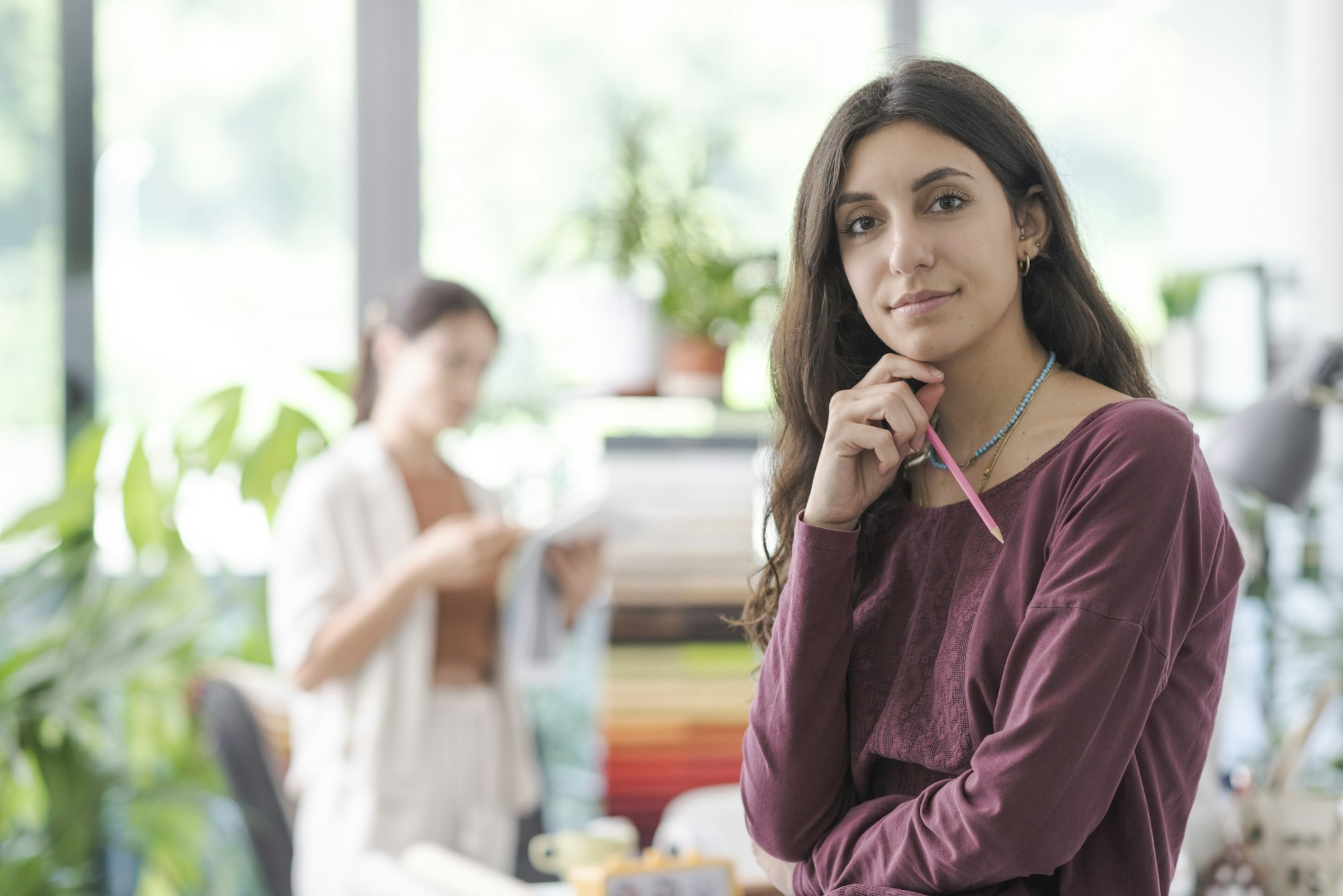 Creative woman posing in the office